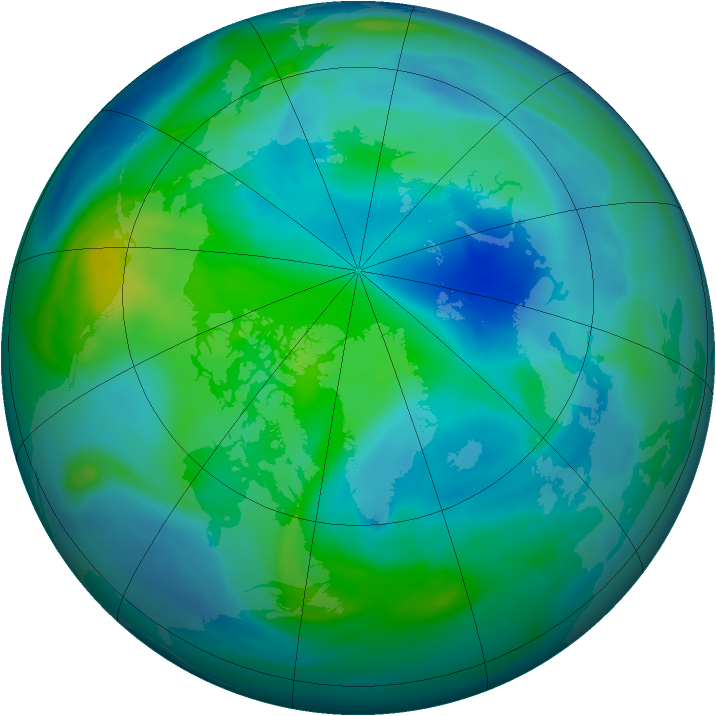 Arctic ozone map for 07 October 2007